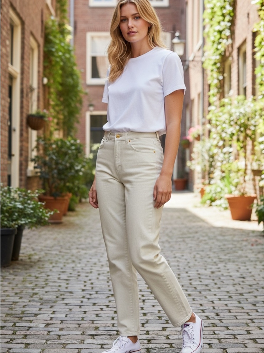 Vintage Lauren Ralph Lauren High Rise Straight Leg Jeans - Off-White - Size 10